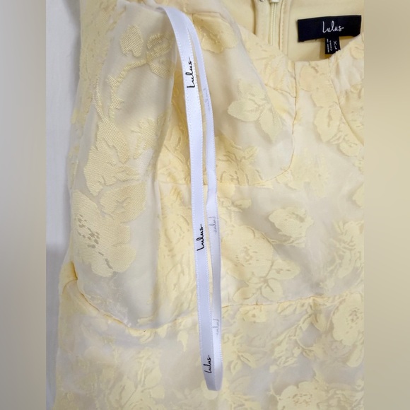Lulus Yellow Coquette Tie-Strap Bustier Lace Sweetheart Neckline Midi XL Dress - Picture 6 of 10
